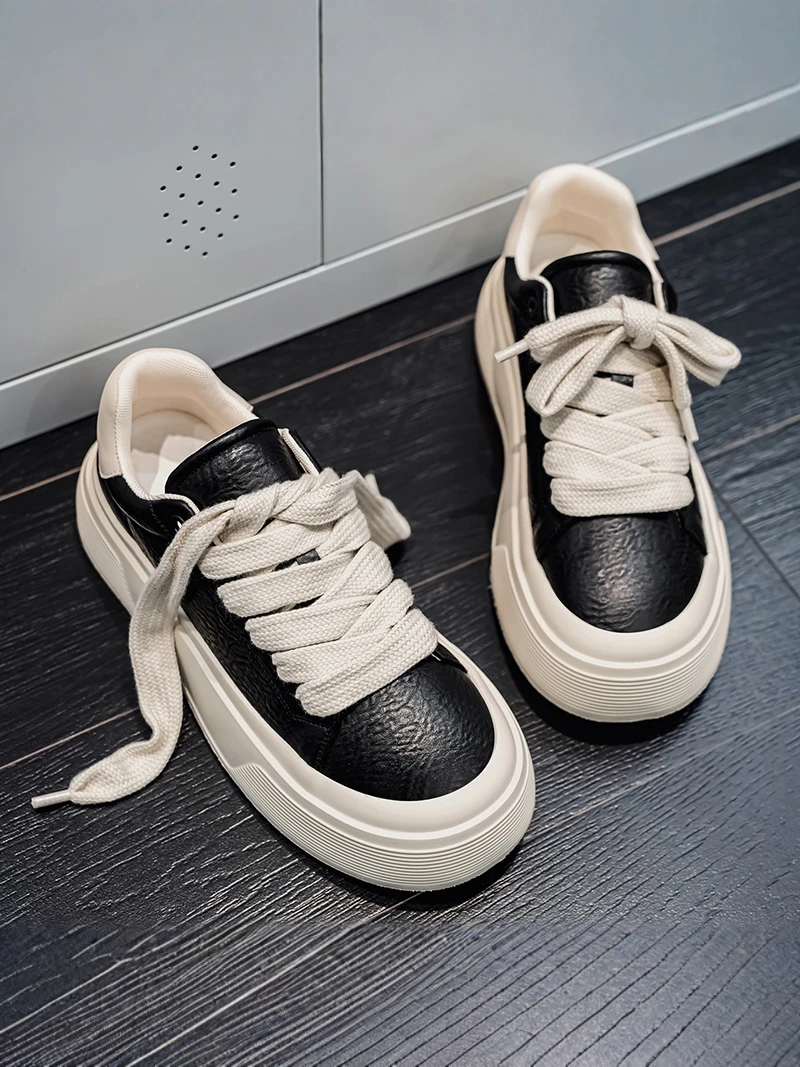 Men's Casual Sport Shoes 2026 New Autumn Fashion All-Match Thick Bottom Heightening Large Head Trendy Shoes Increase Comfort