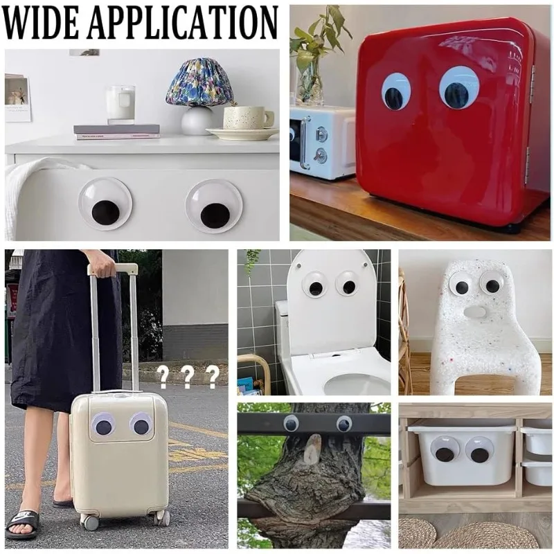 ملصقات عيون بلاستيكية للحرف اليدوية ، عيون غوغلي ، عيون كبيرة ، سوداء ، ذاتية اللصق ، 12: