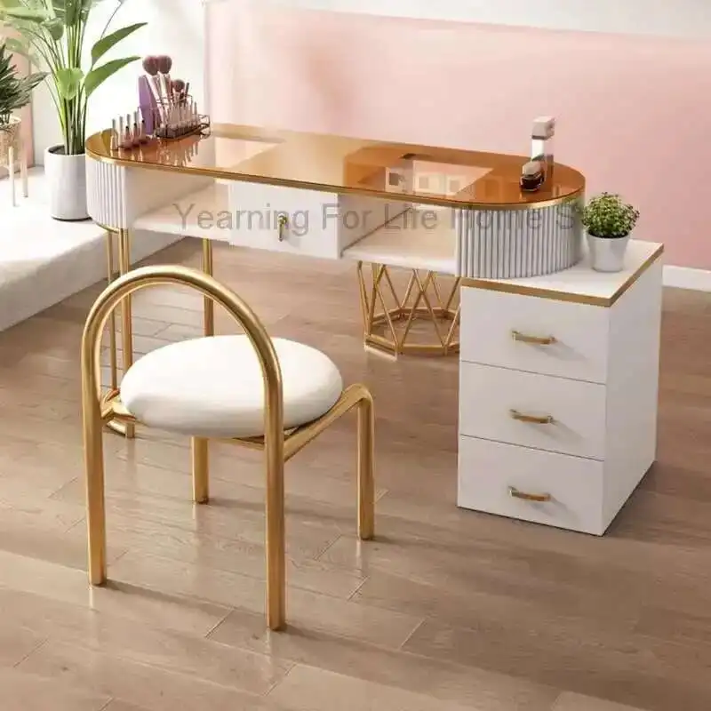 

White Workstation Nail Desk Chairs Design European Profesional Nail Desk Storage Manicure Tavolo Estetista Unghie Furniture
