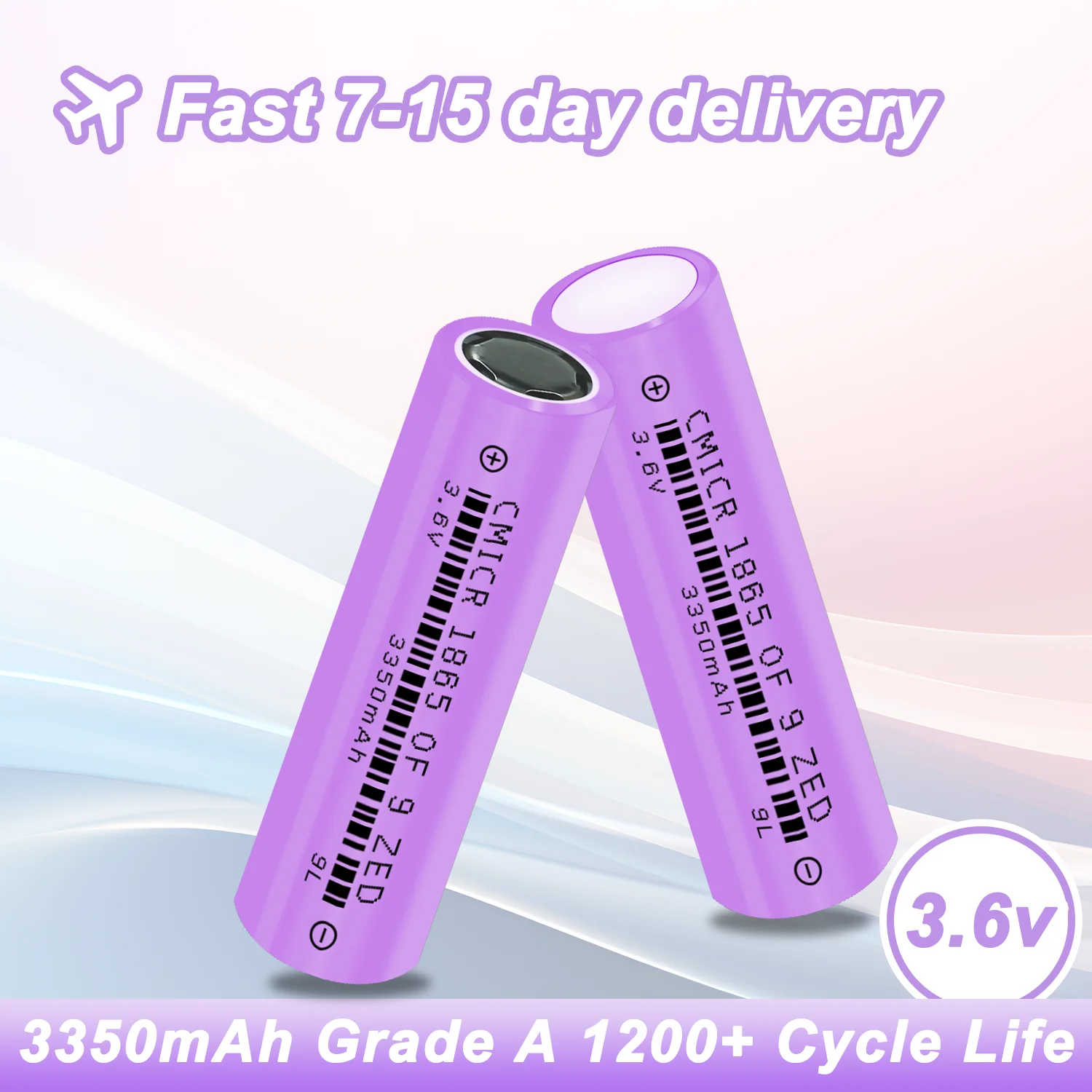 New 18650 3350mAh Lithium-Ion Rechargeable Battery Grade A 1200+ Cycle Life for Power Bank Torch Bicycle No Tax&Vat