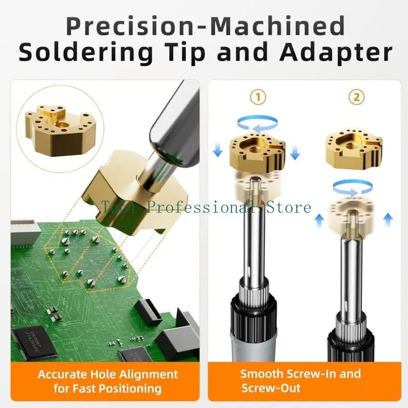 57QF T12/C245/Ts100/936 Joystick Solder Joint Removal Head Kit with Copper Repair Tip and Threaded Mount for Controller Service