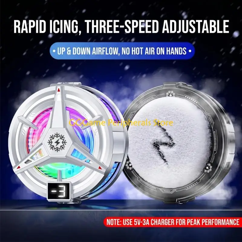 U55B Portable Phone Heat Dissipation Cooling Fan With Ice Freezing Function Adjustable Cooling Level For Heavy Duty Usage