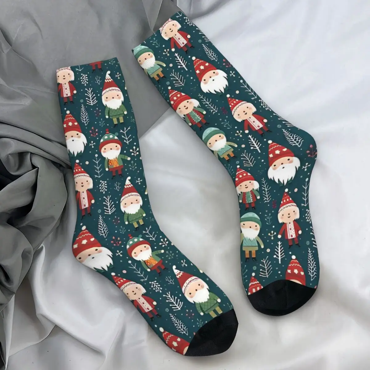 Cute Gnomes Christmas Pattern Socks Funny Stockings Unisex Warm Soft Outdoor Sports Socks Autumn Printed Anti Slip Socks