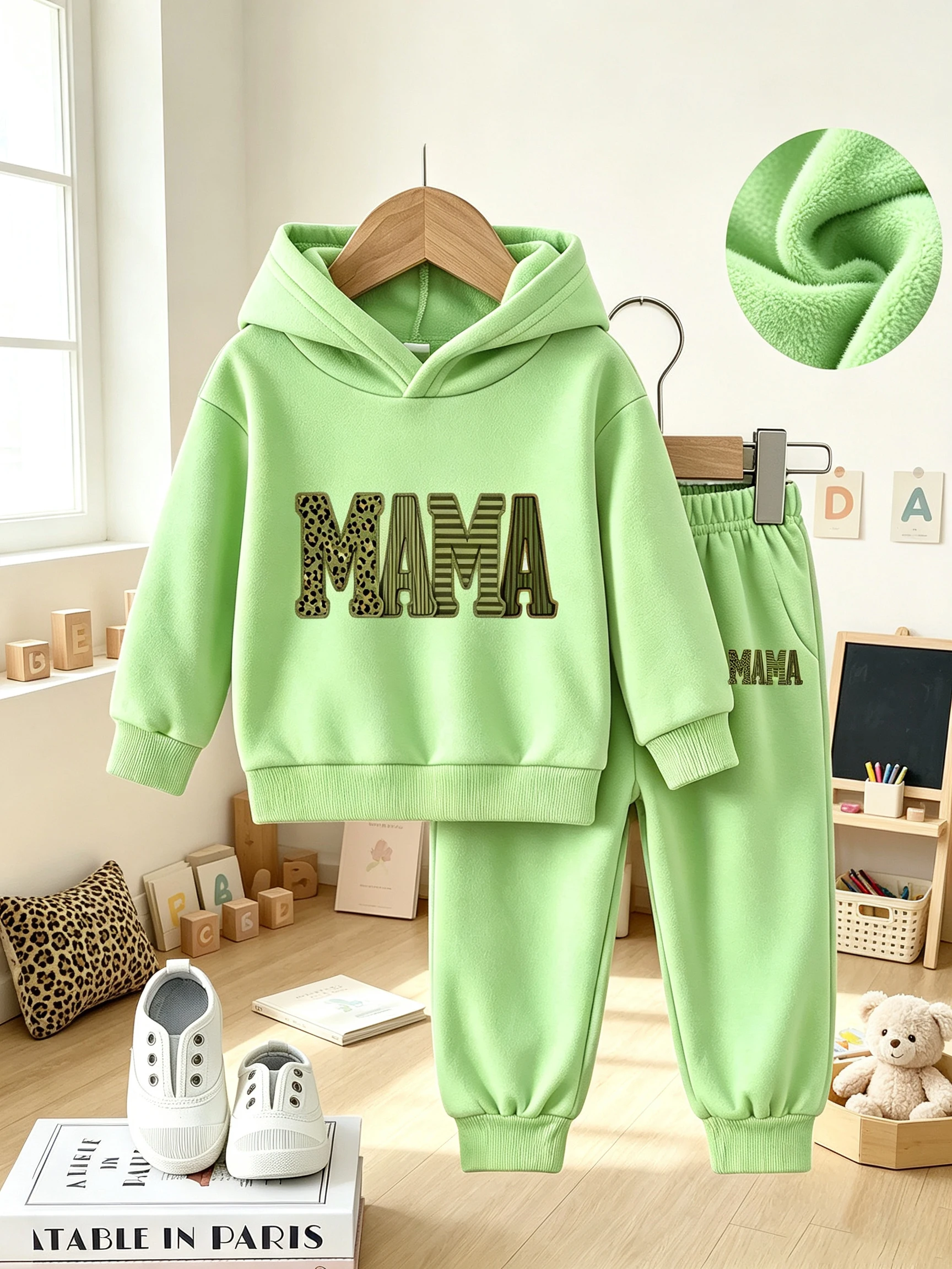 Baby Kids MAMA Letter Print Hoodie Sweatshirt + Jogger Pants 2‑Piece Set Toddler Casual Tracksuit Outfit