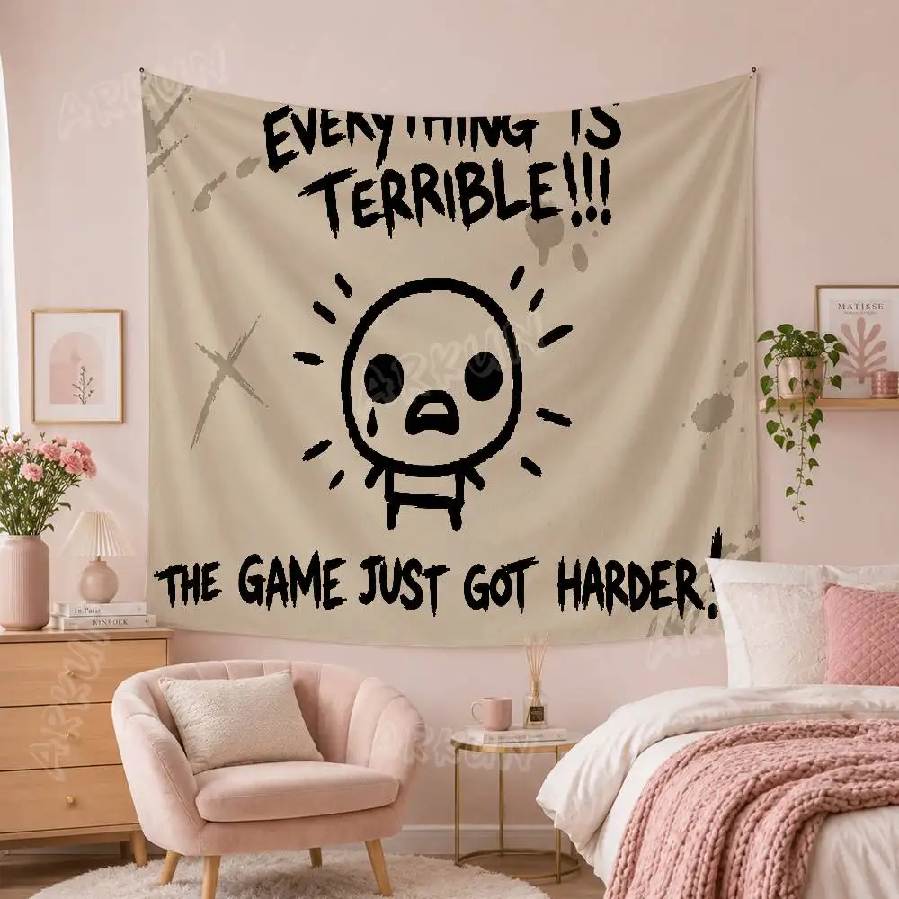 Large Fashion Hot Roguelike Game The Binding of Isaac Gaming Tapestry Printed Wall Hanging Living Room Decor