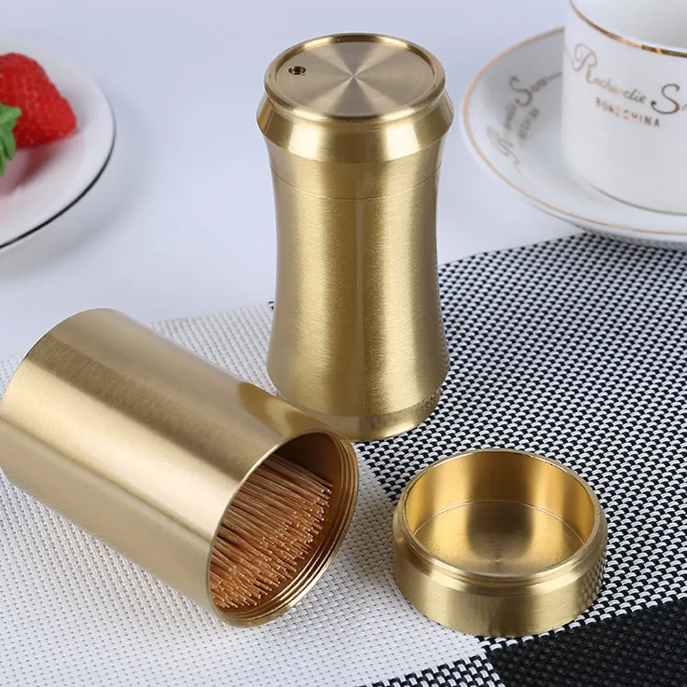 

1Pcs Creative Toothpick Box Metal Golden Simple Stylish Home Decoration Kitchen Dining Room Storage Holder Dispenser Case