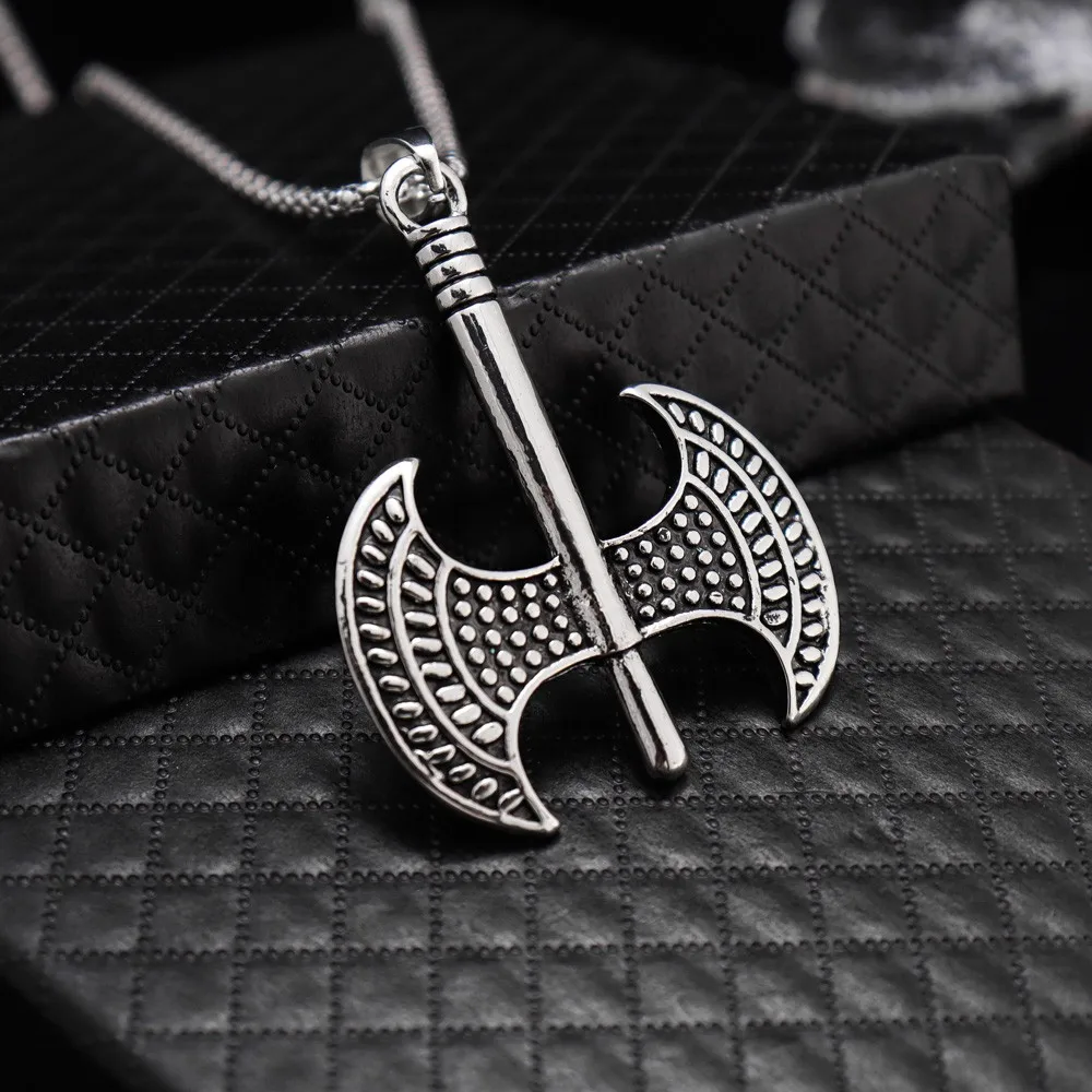 Personality Men Berserker battleax Alloy Pendant Necklace Dot Heavy metal Rock Hip Hop Rapper Pendants Fashion Jewelry Accessory