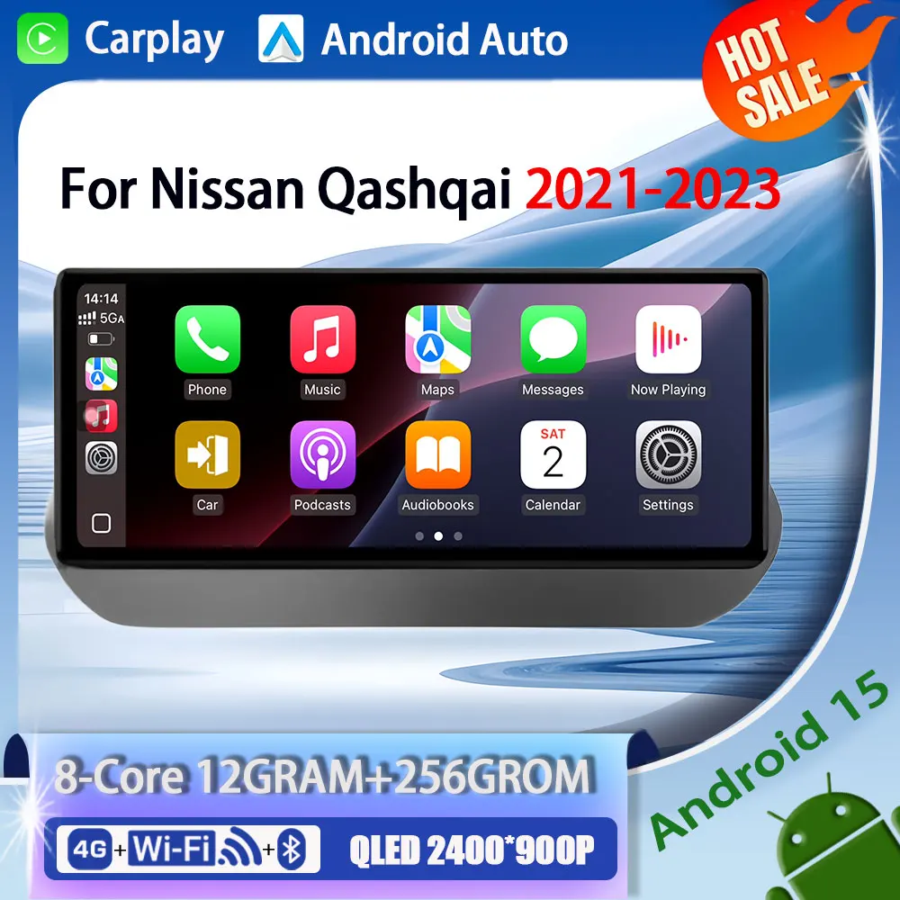 12.3inch Android 15 For Nissan Qashqai 2021-2023 Car Radio GPS Multimedia Video Player Stereo Receiver Autoradio Head Unit