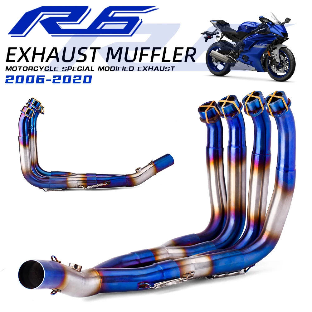 Motorcycle Exhaust System Escape SlipOn 51MM Front Tube Link Pipe For YZF R6 2006-2020