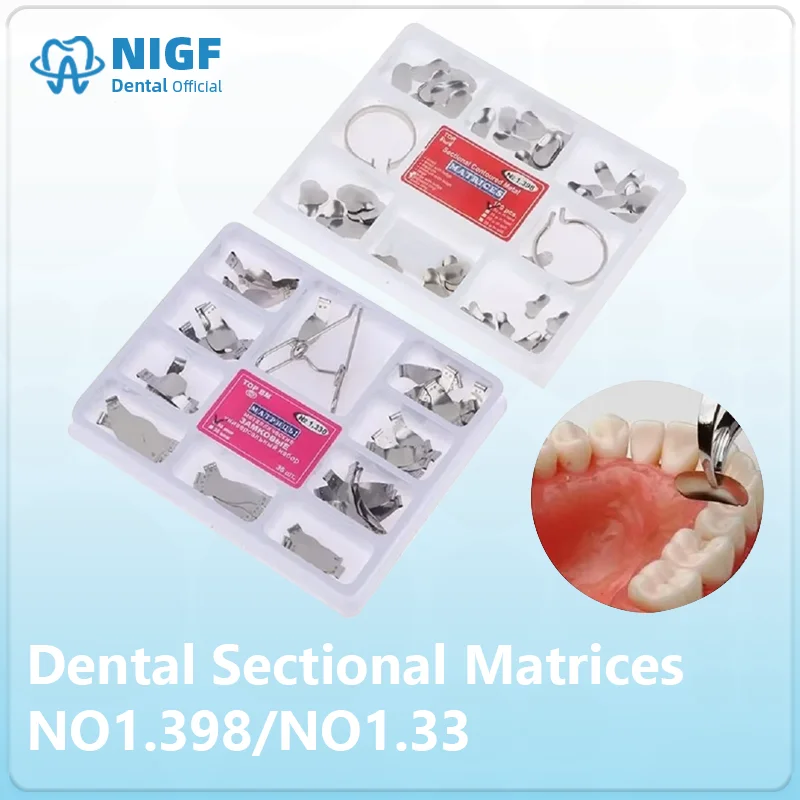 

NIGF Dental Sectional Contoured Metal Matrices Matrix with Springclip No.1.330 Band Resin Clamping/Seperating Ring Dentist Tools