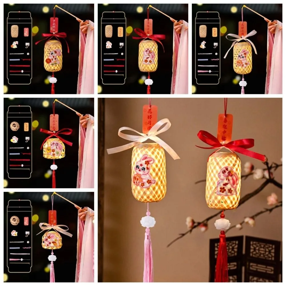 

Rabbit Middle Autumn Festival Lantern Luminous Cartoon Children DIY Lantern Material Kit Hand Made PP Rabbit Lantern Craft Toys
