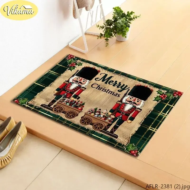 VIKAMA Nutcracker Soldier Christmas Thanksgiving Fall Welcome Rug Front Porch Mat Non Slip Entryway Harvest Decor Seasonal