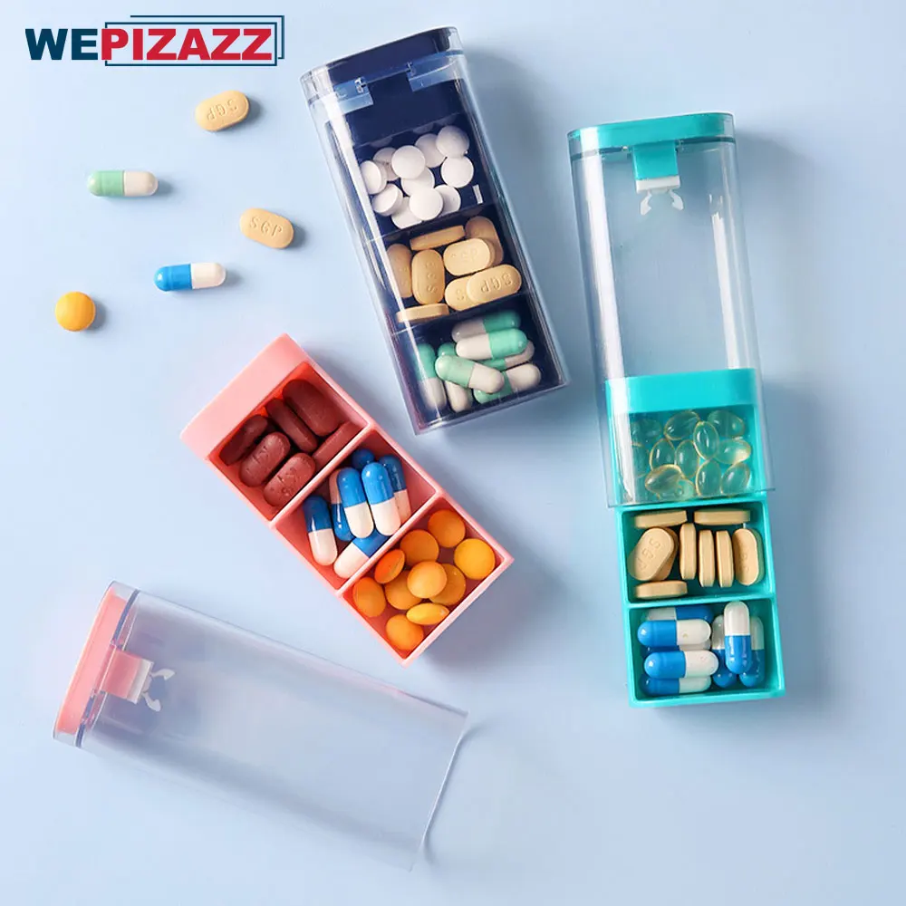 

Pill Organizer 3 Compartments Portable Pill Case Travel Moisture Proof Pills Box for Tablets Vitamins Cod Liver Oil Supplements