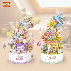 New LOZ Building Block Original Mini With lights Bouquet Rotate Music Box Desk Decoration Model Children's Toys Girl Gift