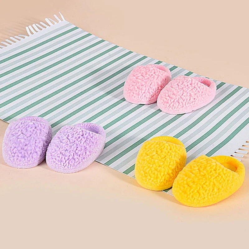 1Pair 1:6 Dollhouse Miniature Slippers Simulation Flocking Slippers Home Model Decor Toy Doll House Accessories