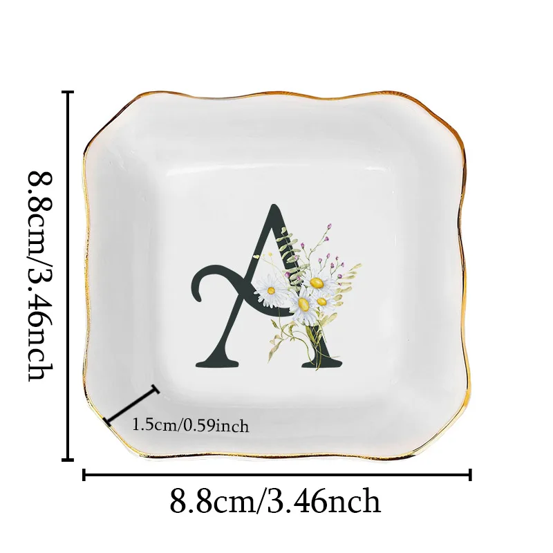 Bouquet A-Z Text Plate Exquisite and Cute Tableware Beautiful Cartoon Plate Ceramic Oval Dessert Plate