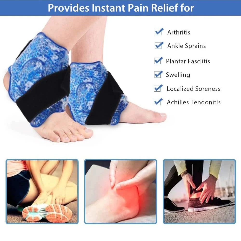 Reusable Ankle Brace Ice Pack For Injuries Hot Cold Compress Therapy Gel Beads Cold Pack For Ankle Surgery Recovery Pain Relief