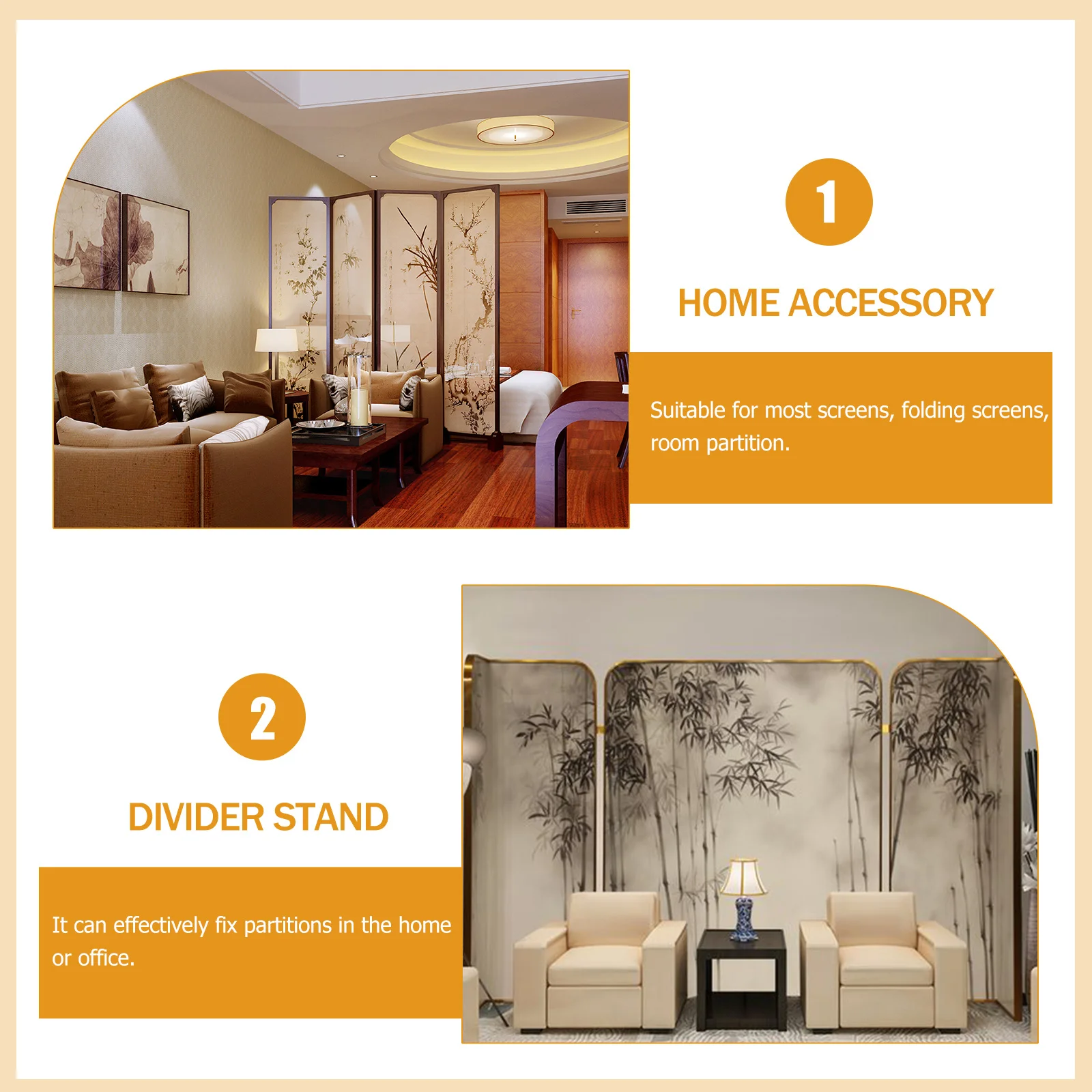 

2Pcs Household Divider Bases Thickened Plastic Wear-Resistant Screen Feet Divider Stands for Room and Office Partition