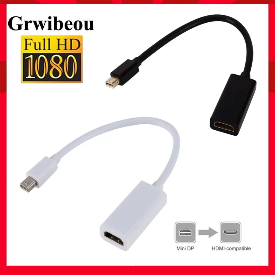 منفذ عرض صغير إلى كابل متوافق مع HDMI يدعم 1080P Mini DP إلى HDMI محول محول لأجهزة الكمبيوتر المحمول Apple MacBook Air Pro