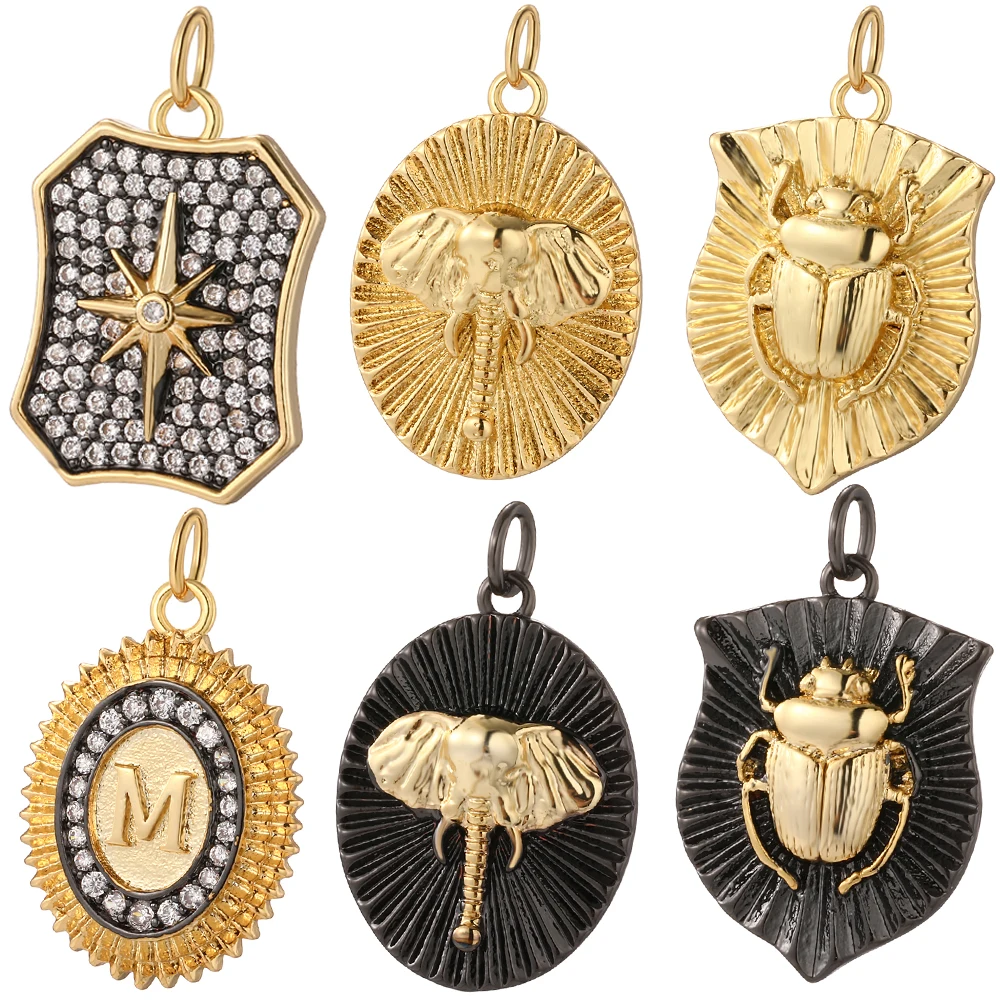 Beetle Elephant Insect Charms for Jewelry Making Supplies Micro Pave CZ Gold Color Dijes Diy Bracelet Necklace Earrings Pendant