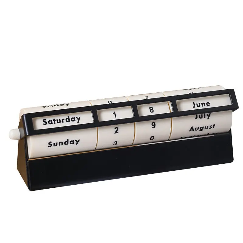 Metal Rotating Perpetual Calendar, Desk Calendar, Office Decor