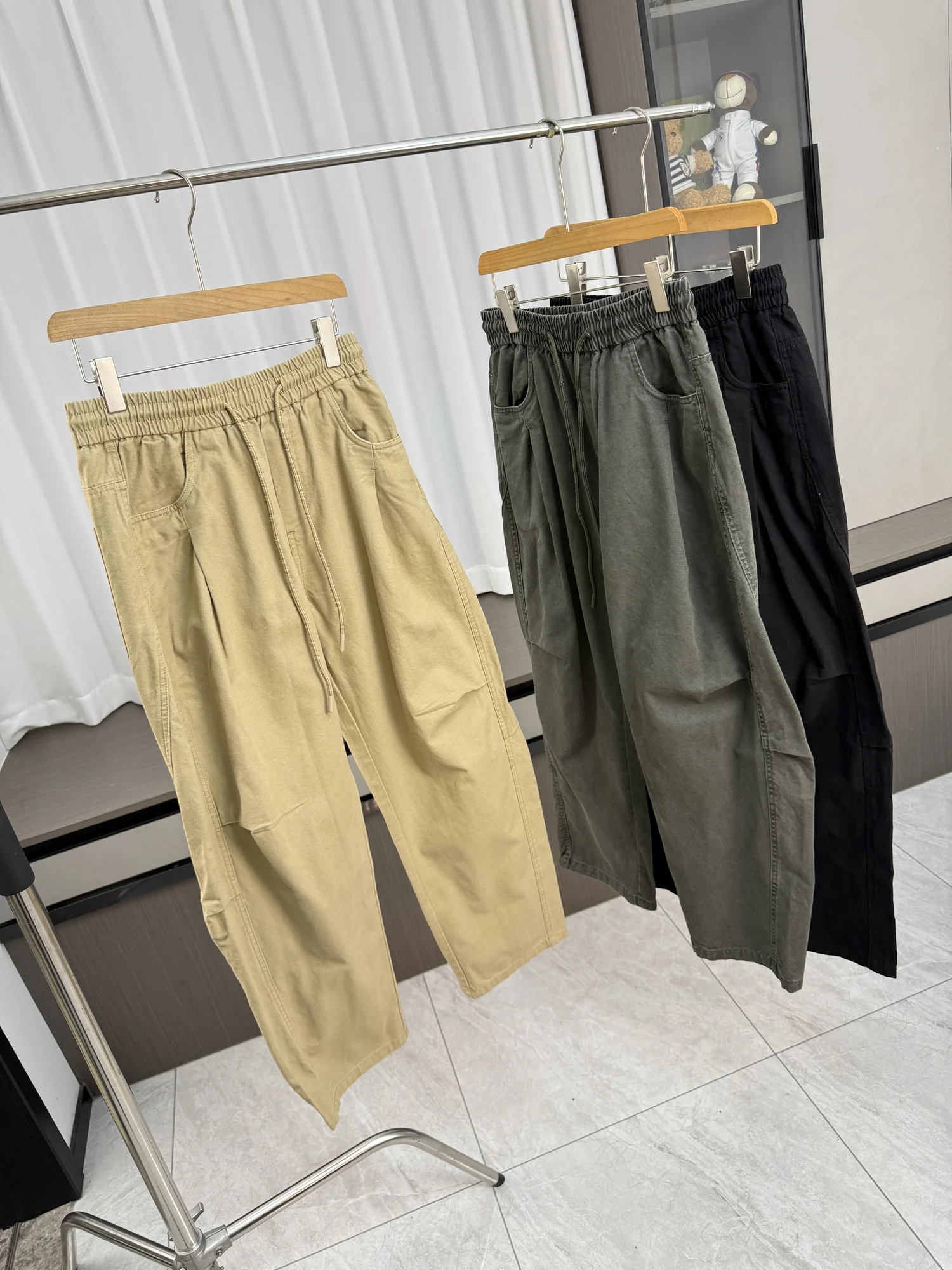 

Мужские повседневные брюки American Sle из чистого хлопка с талией, осенне-зимние дышащие, приятные для кожи, свободные брюки для десантника в стиле ретро