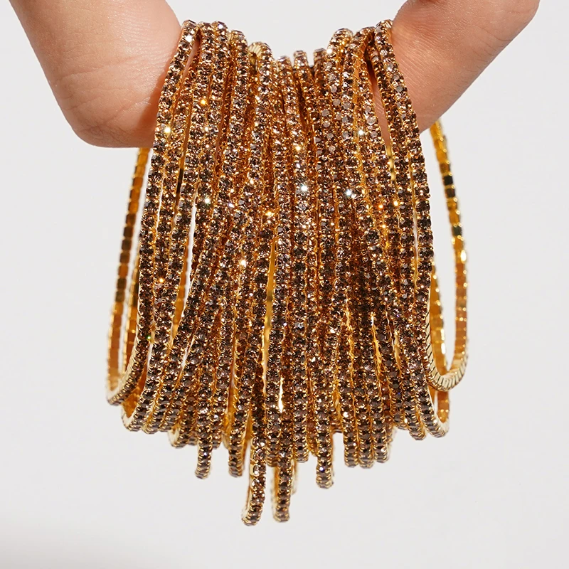 5 Stück modische elastische Armbänder mit Kristall-Strass für Damen, dehnbare, stapelbare Armbänder, klassisches Armband, täglicher Damenschmuck – Detail 3