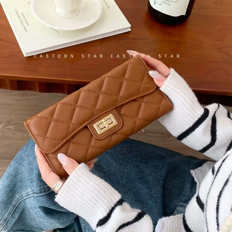 디자이너 다이아몬드 모양 대용량 클러치 지갑 여성용 고급 멀티 슬롯 카드 케이스 우아한 지갑