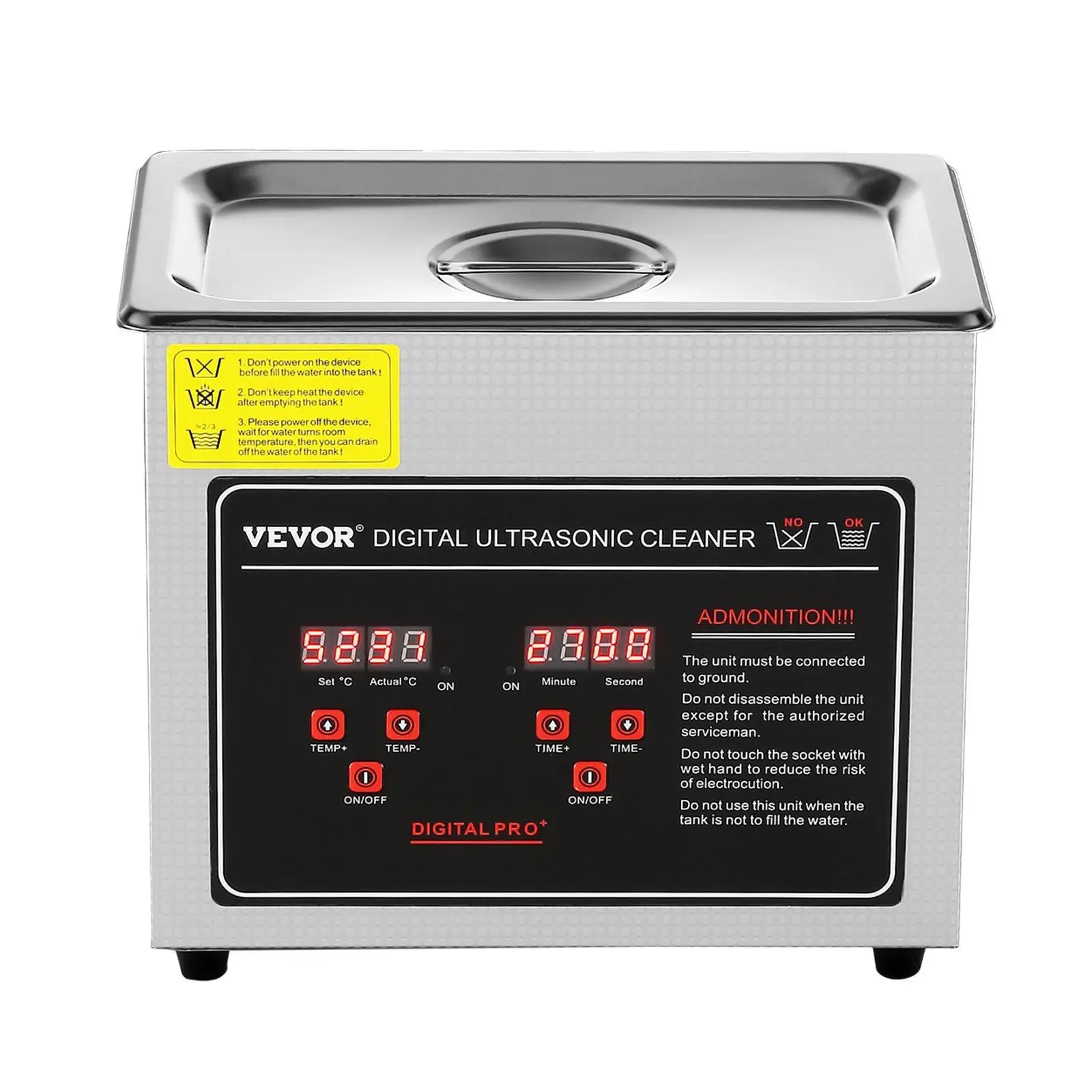 

Ультразвуковая мойка VEVOR 3L с цифровым таймером и подогревом, профессиональный очиститель для ювелирных изделий, очков, часов, колец