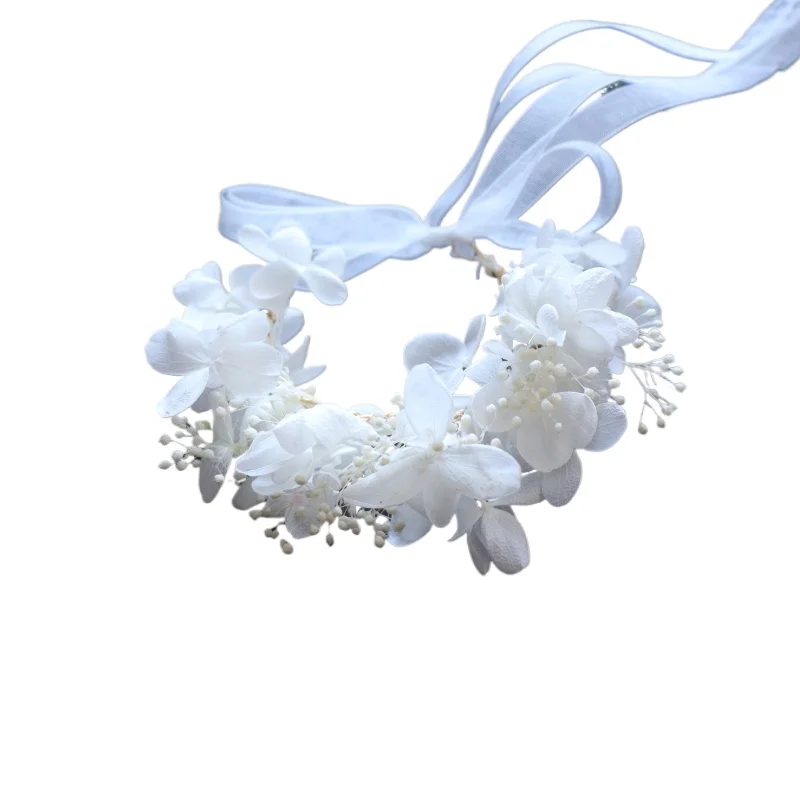 White Korean pink blue purple immortal flower bride bridesmaid sisters wrist flower