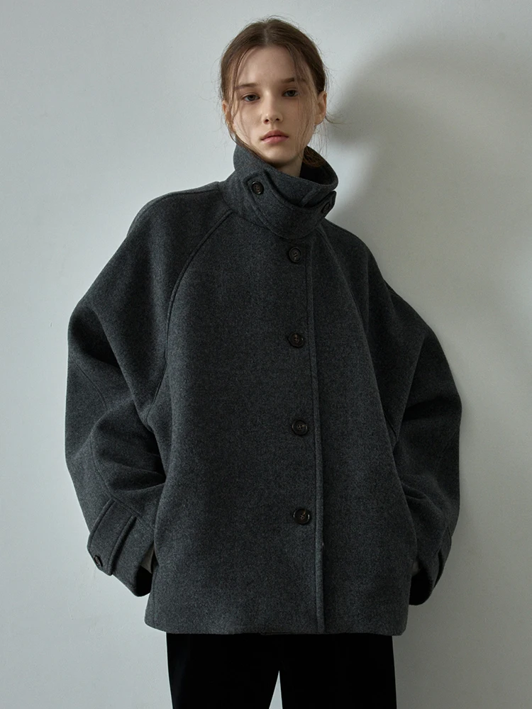 ort Cappotto di lana Donna Autunno Inverno Vecchio denaro Sle Versione coreana Abito taglio dritto Jaet Colore puro Faion coreano