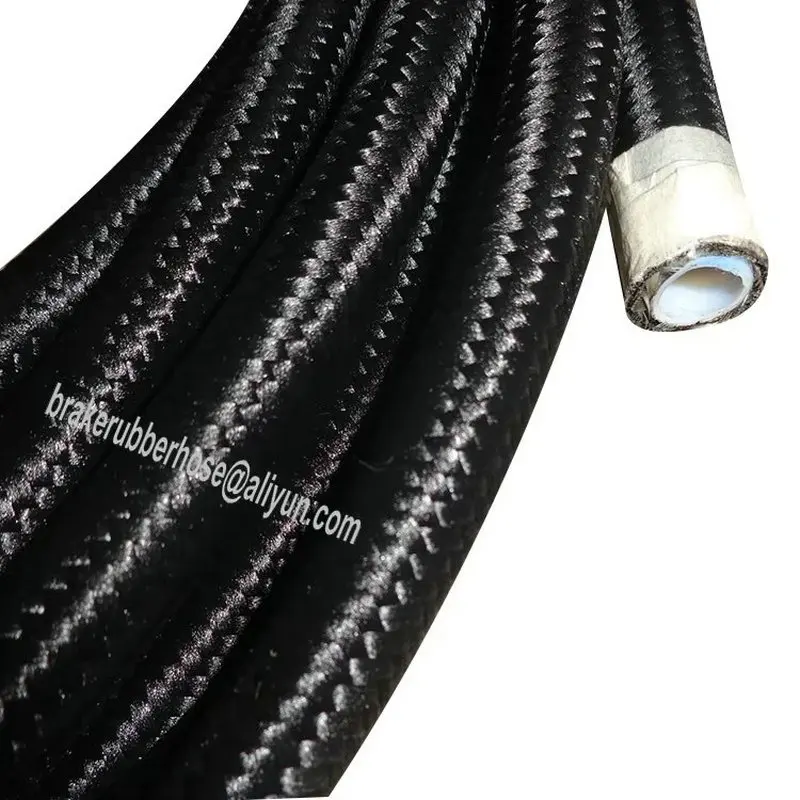 high quality of AN6 PTFE inner tube black nylon overbraided fuel oil lines 20ft