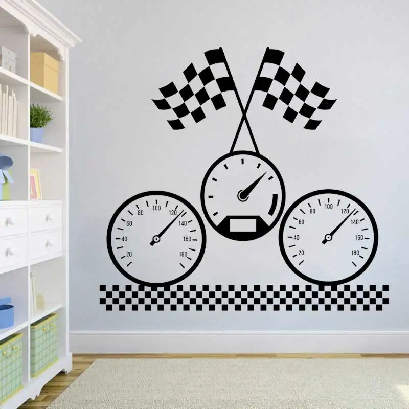 Racing Dashboard Wall Sticker  Extreme Sports Car Motorcycle Track Racing Competition Teen Kids Room Bedroom Decor Vinyl Decals