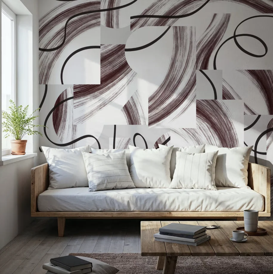 Customized Size Mural Simplified European Geometric Pattern Line Wallpaper Home Decoration Living Room Corridor Entrance murals