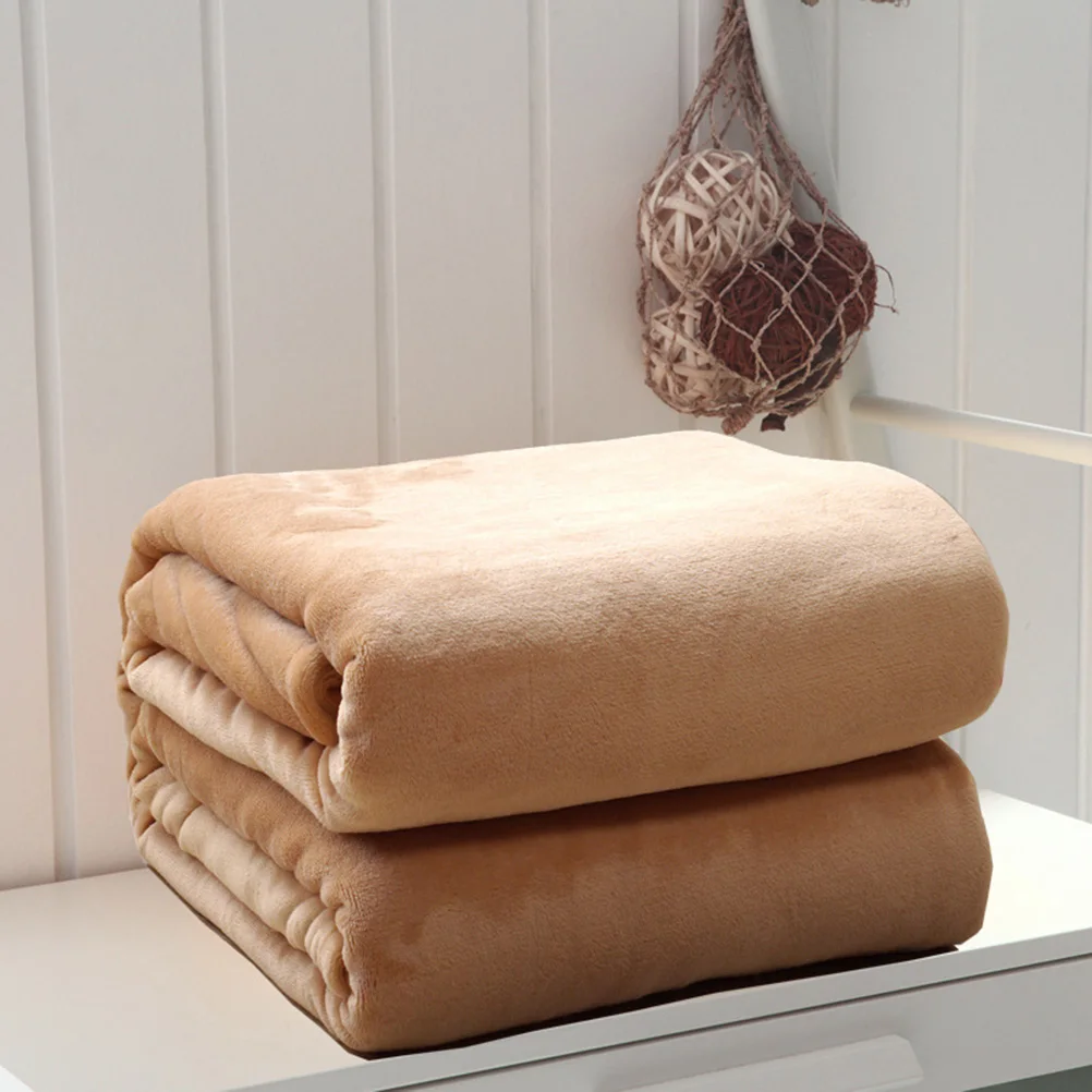 

Ultra Soft Flannel Fleece Blanket 120X200Cm Warm Lightweight Cozy Bed Couch Home Camping Decoration Camel Solid Blanket Sheet