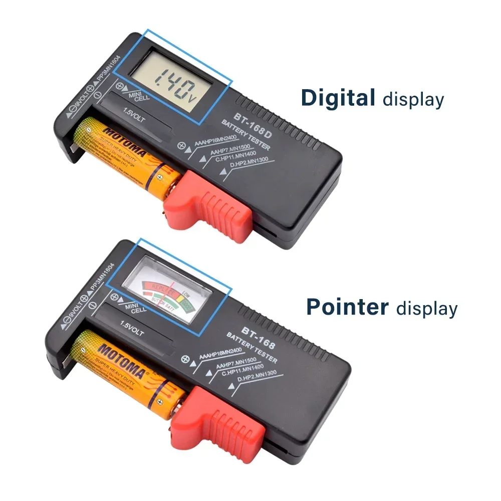 Imagem -02 - Digital Battery Capacidade Tester Aaa aa Baterias Botão Cell Tensão Check Meter Indicador Medição 1.5v 9v Bt168 Bt-168d