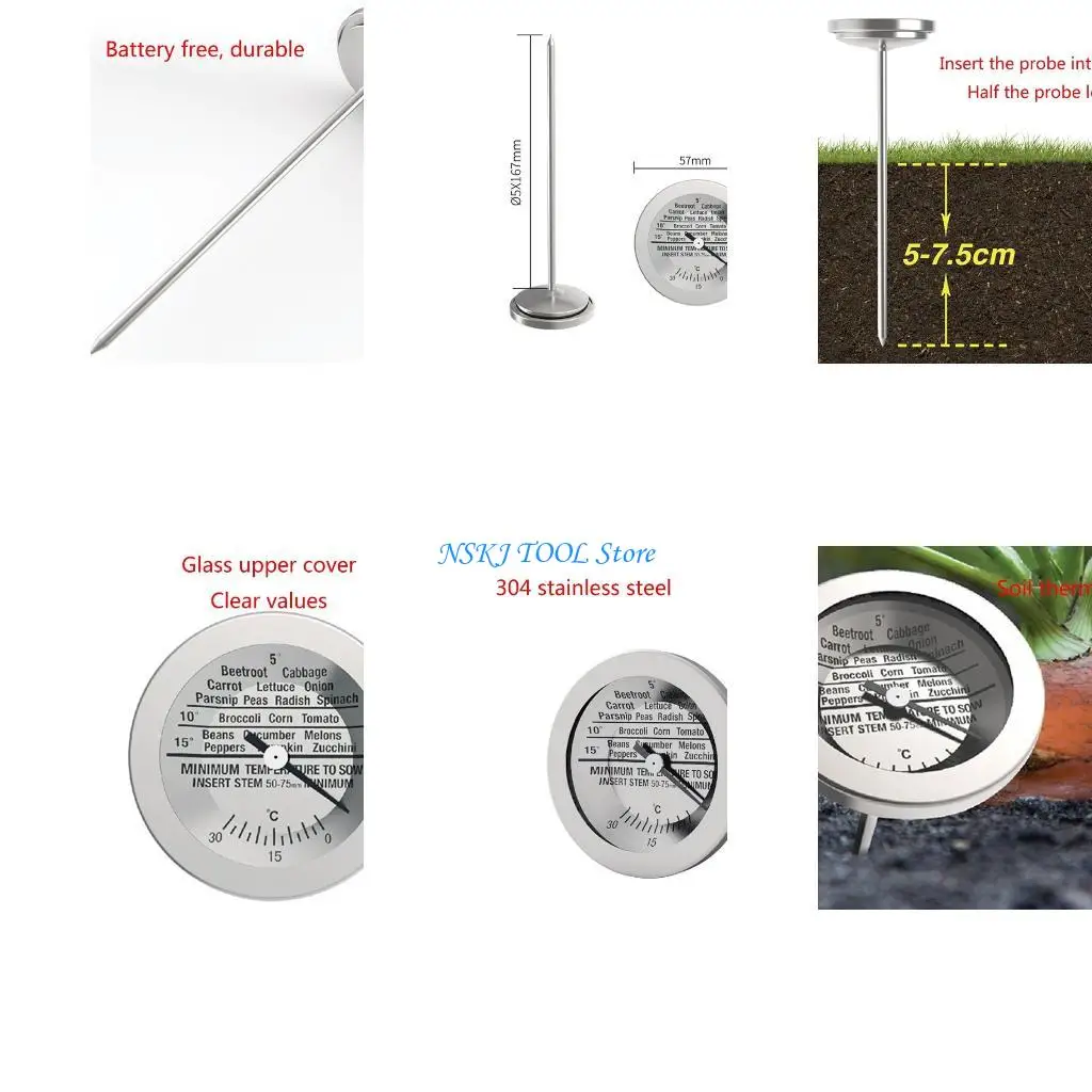 

L8RC Professional Soil Thermometer Soil Tester Soil Temperature Meter Gauge for House