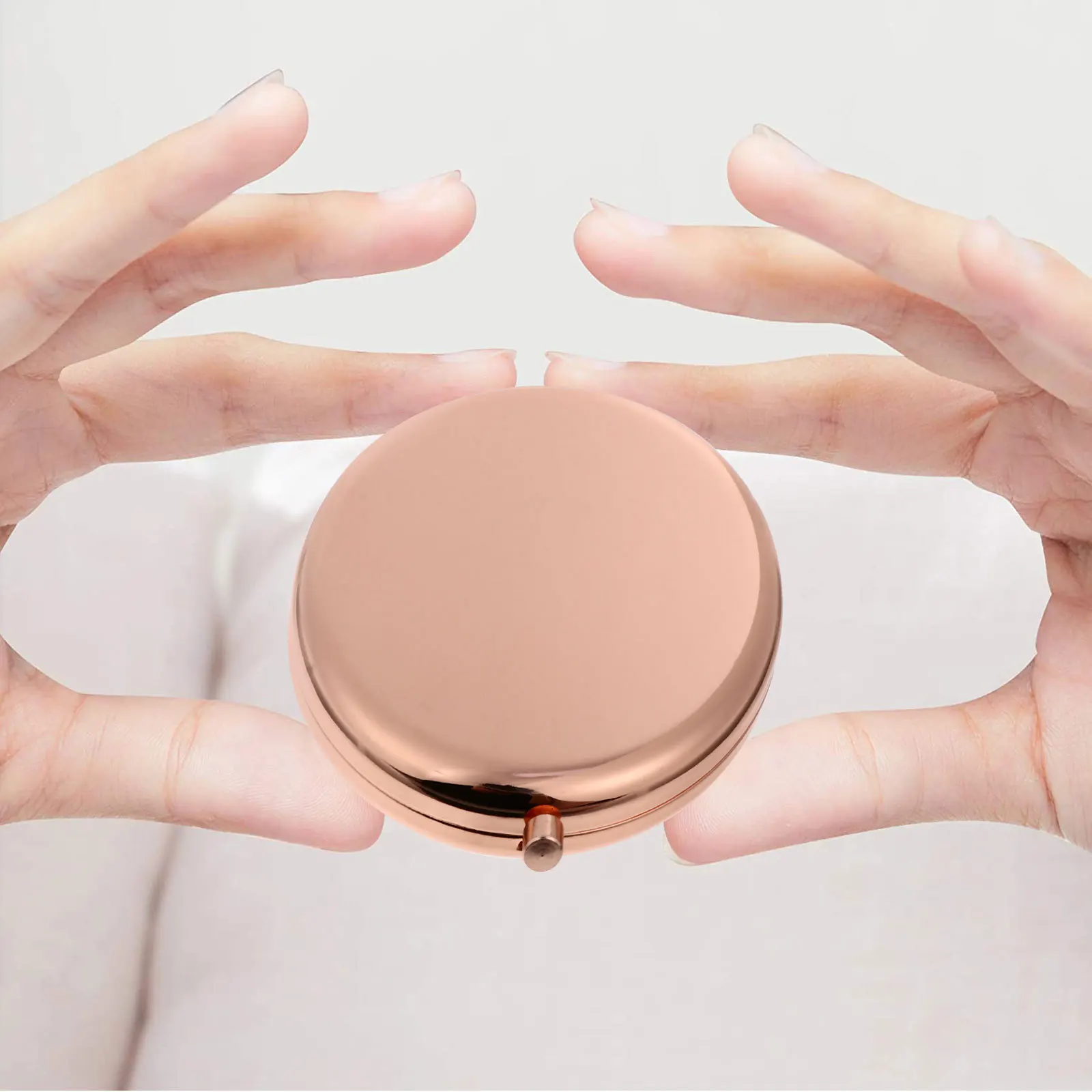 

NOLITOY Portable Makeup Mirror Double Side Mini Compact Vanity Mirror Pocket Handheld Metal Gold Travel Beauty Mirror