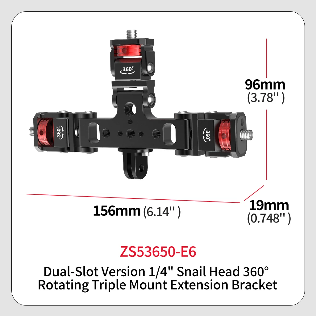 Dreifach-Montageadapter aus Aluminiumlegierung mit 1/4 3/8 ARRI-Gewinde 180 ° -360 ° Neigbarer Halter für Kamera, Handy, Stativ, Kugelköpfe und Mikrofon – Detail 18
