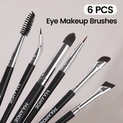 MAANGE 6pcs/set Professional Eye Makeup Brush Fine Angled Eyeliner Brush Concealer Eyebrow Eyeshadow Brush Tools for Beauty