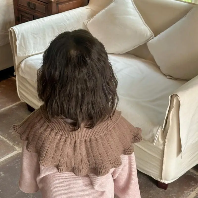 581F Chal punto esencial para niñas, Color sólido, cuello falso, accesorios ropa abrigo para otoño e invierno