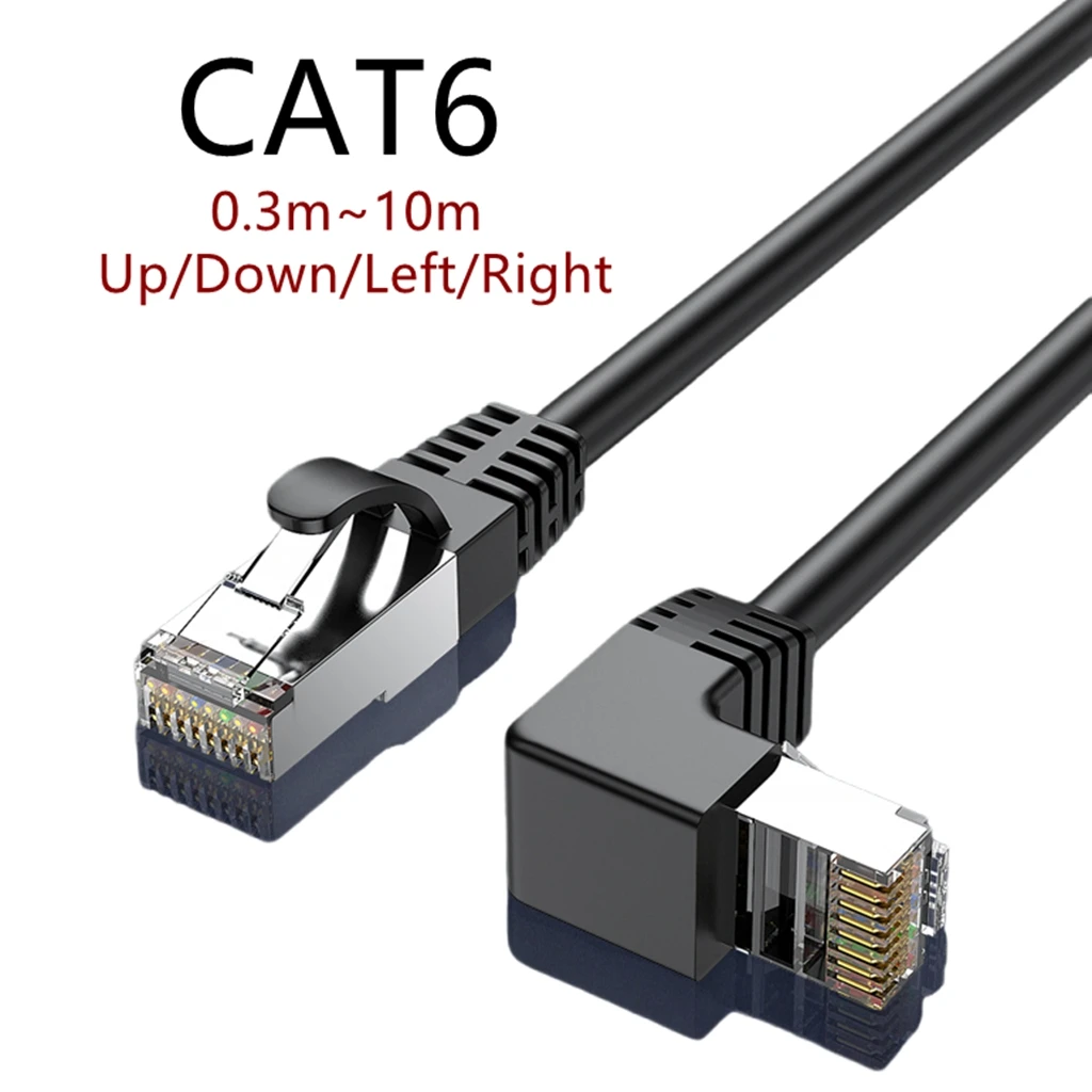 Cat6 Ethernet Cable RJ45 L-Type UTP Network Patch Cord 90 Degree Angle 1m-3m-5m-10m Cat6a Lan Cable for Laptop Router TV Box
