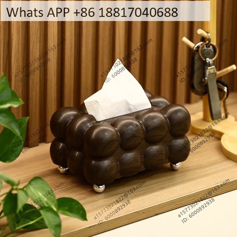2026 HOT SELLER Retro living room high-end imitation wood grain ornament home desktop napkin paper box