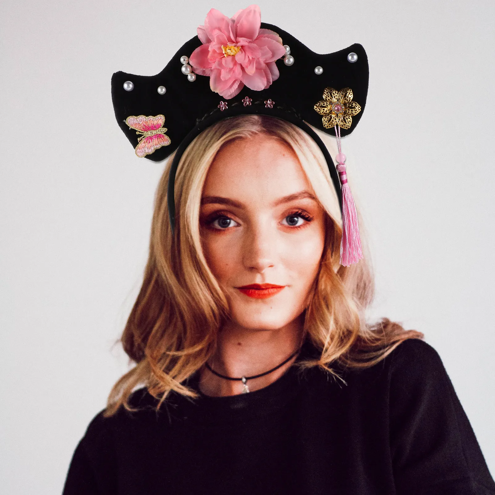 

Vintage Qing Dynasty Hairband Floral Retro Court Hair Accessories Traditional Chinese Princess Headband Hanfu Hair Ornament