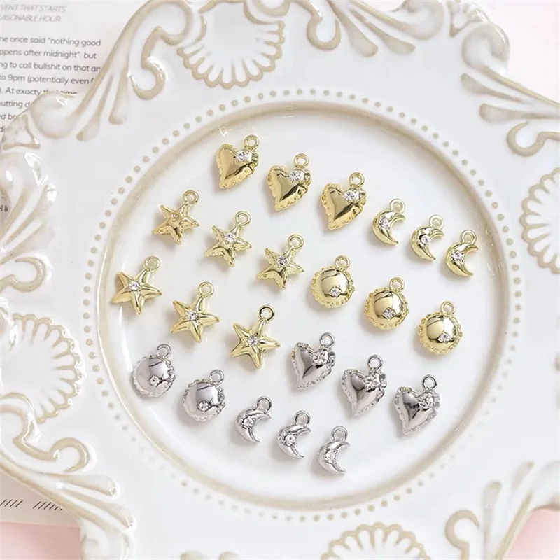 

New style 50pcs/lot cartoon stars/moon/hearts/rounds shape alloy floating locket charms diy jewelry earring/necklace accessory