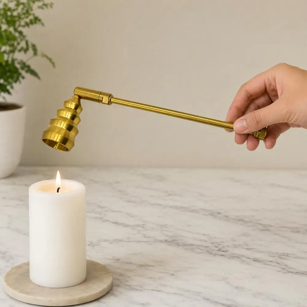 Candle Extinguishing Cover with Long Handle Bell-Shaped Tip Candle Snuffer Aluminum Extinguisher for Putting Out Candle Flame