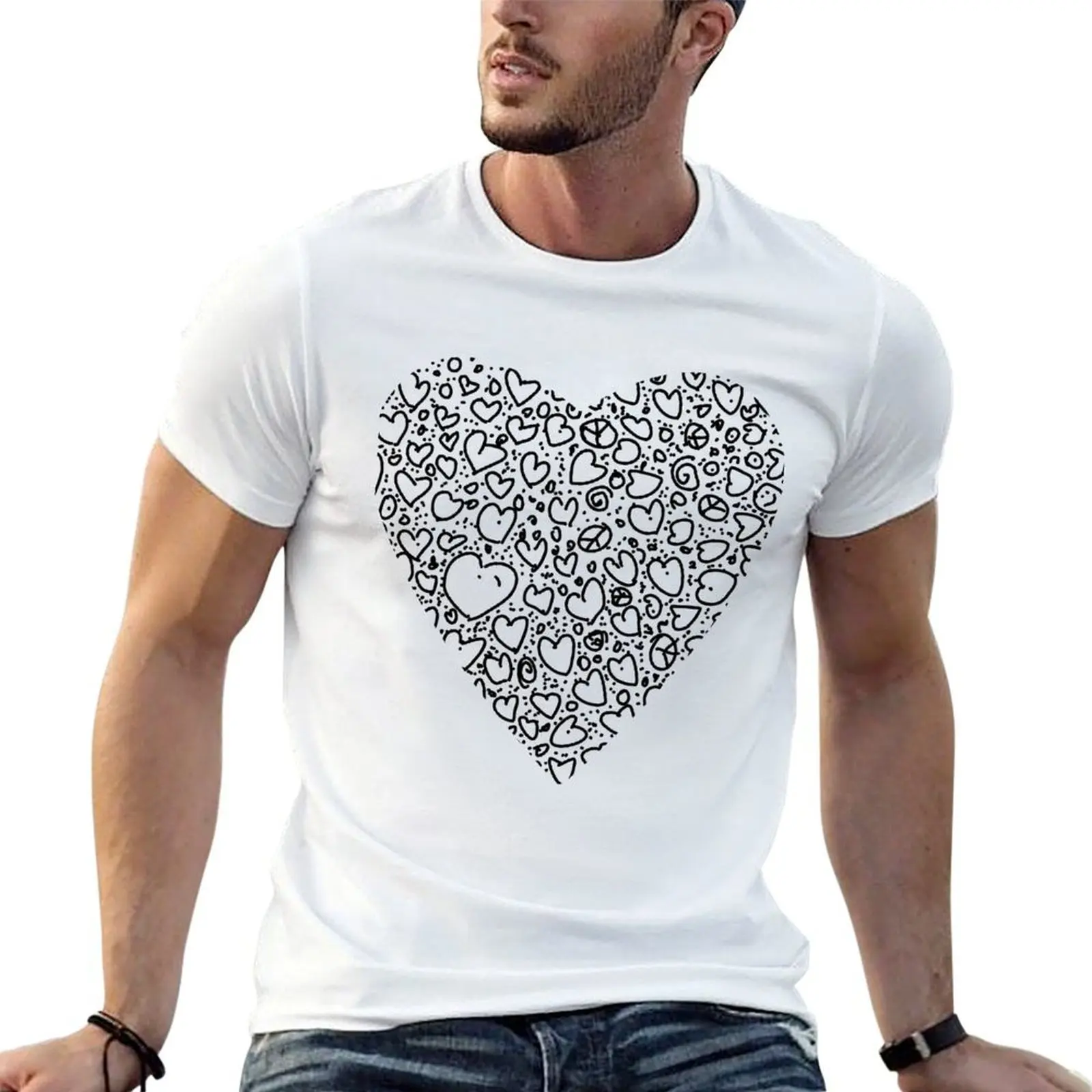 doodle heart mish-mash… colour in the hearts! T-Shirt Lightweight Running Sports T-Shirt