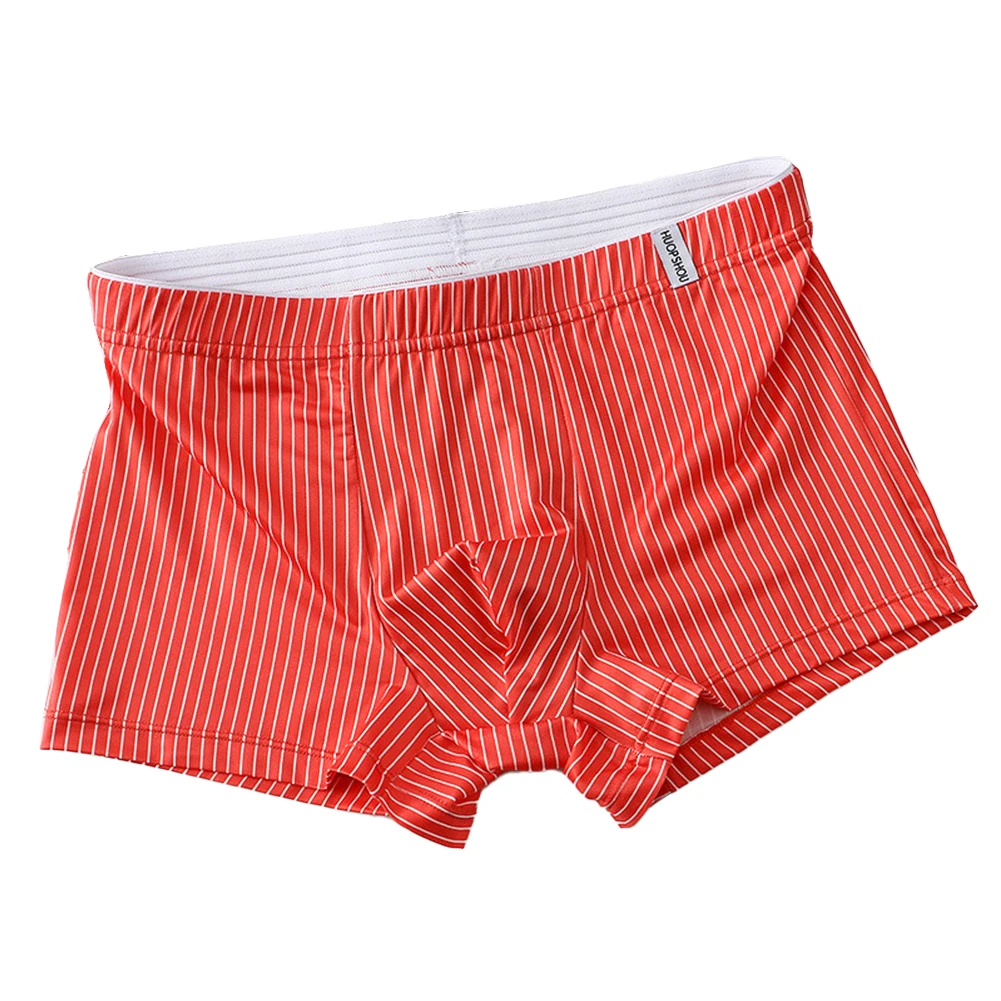 Men Trunks Ice Silks Mens Stripe Printed Underwear Men U Pouch Shorts Male Breathable Elastic Panties Slip Homme