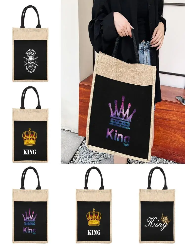 Shopper Tote Bag Reusable Shopping Bags Women's Linen Tote Bag Queen Series for Grocery Shopping Tote 2024 New