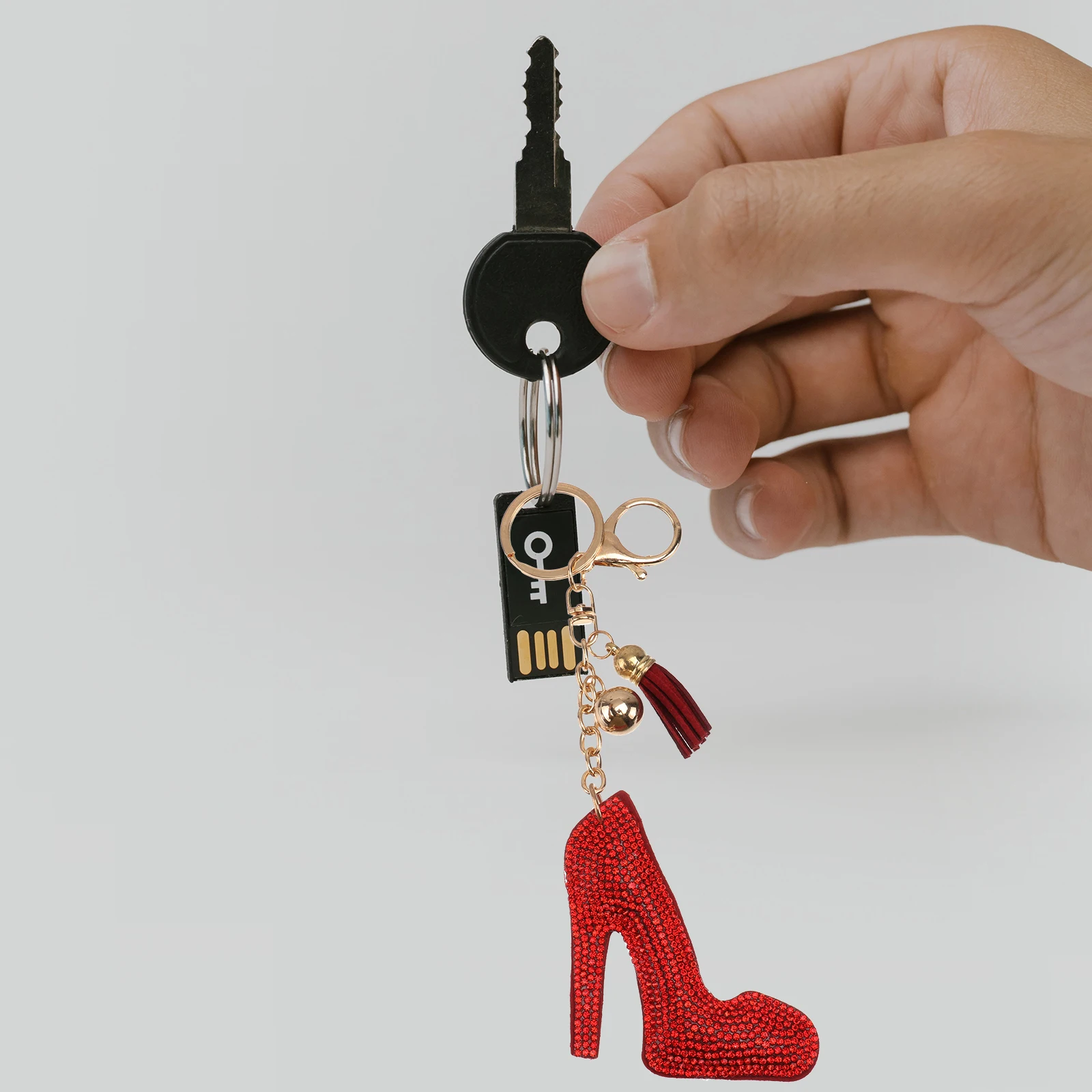 High Heel Keychain Crystal Shoe Key Holder Lightweight Bag Pendant Key Ring Decoration Glossy Durable Small Size Stylish